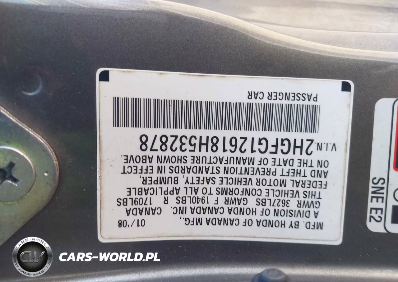 2008 Honda Civic Lx VIN:2HGFG12618H532878 - 9