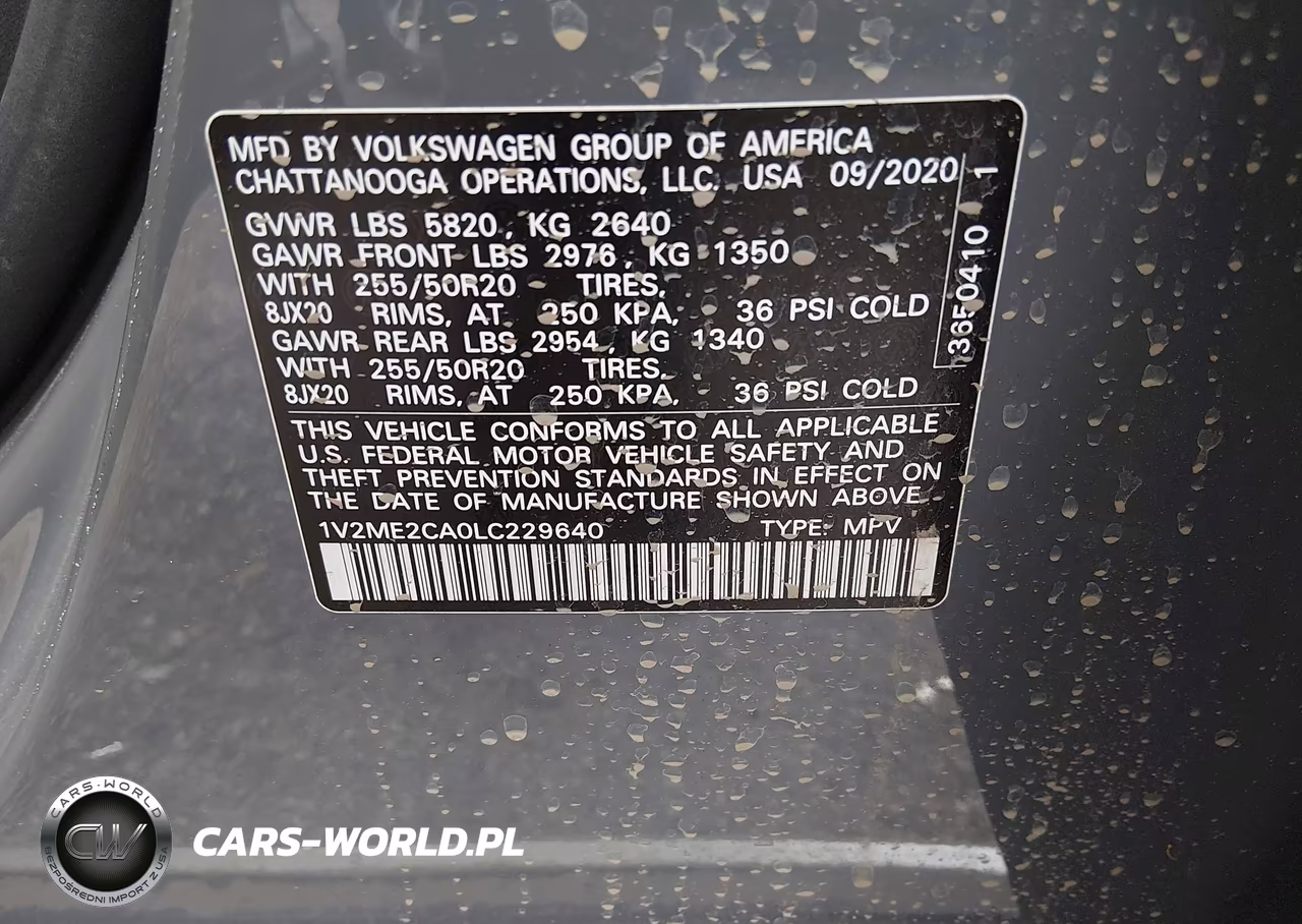 2020 Volkswagen Atlas Cross Sport 3.6L V6 Sel VIN:1V2ME2CA0LC229640 - 9