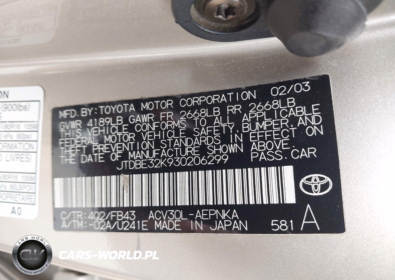 2003 Toyota Camry Le VIN:JTDBE32K930206299 - 9