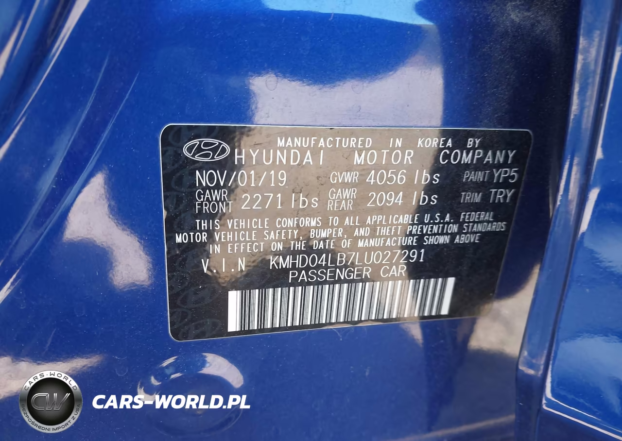 2020 Hyundai Elantra Sport VIN:KMHD04LB7LU027291 - 9