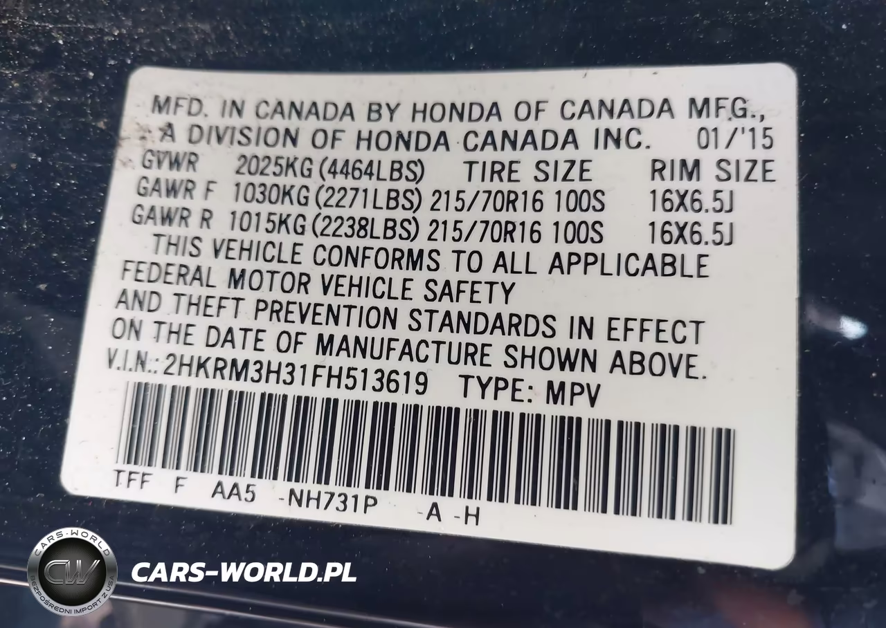 2015 Honda Cr-V Lx VIN:2HKRM3H31FH513619 - 9
