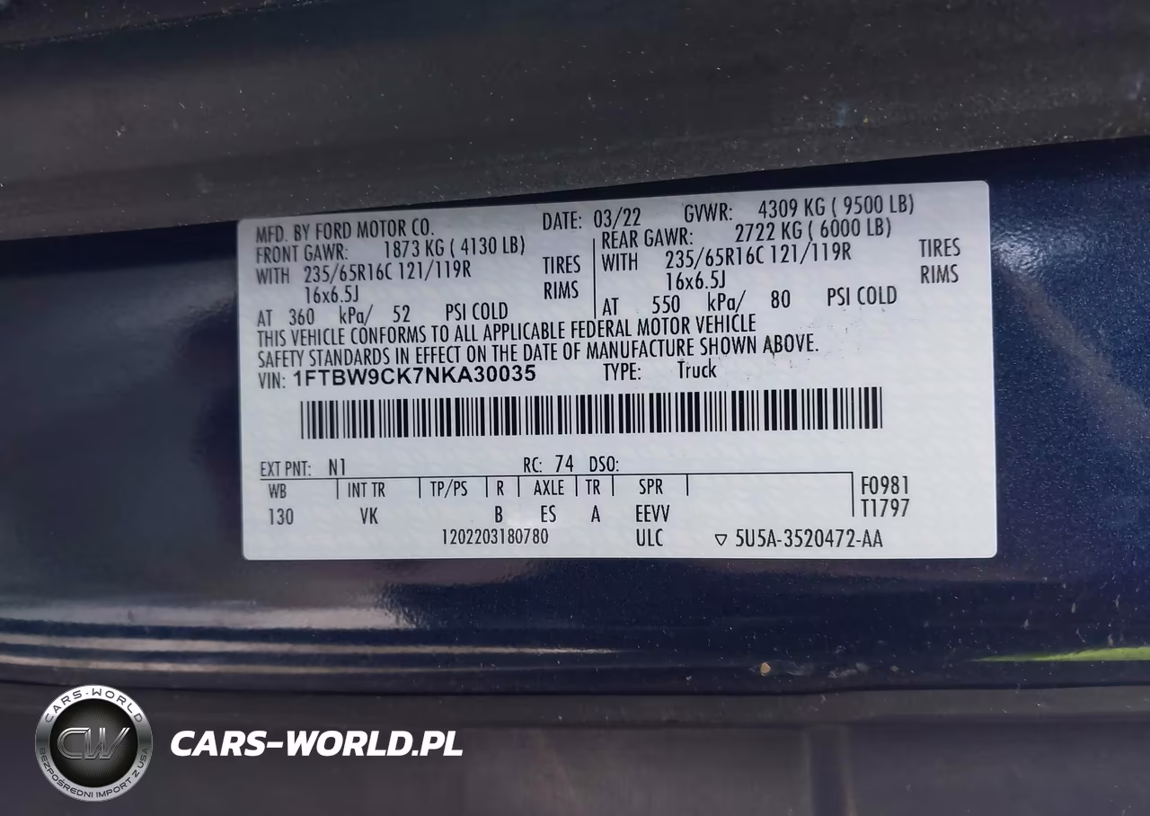 2022 Ford E-Transit-350 VIN:1FTBW9CK7NKA30035 - 9