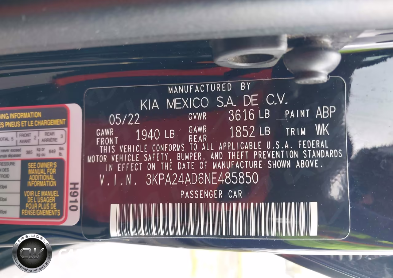2022 Kia Rio Lx VIN:3KPA24AD6NE485850 - 9