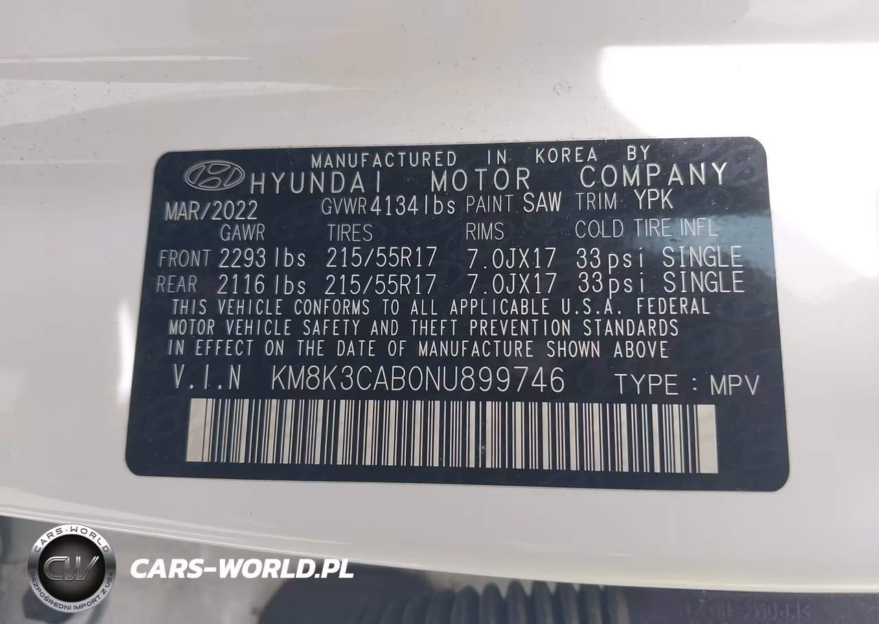 2022 Hyundai Kona Sel VIN:KM8K3CAB0NU899746 - 9