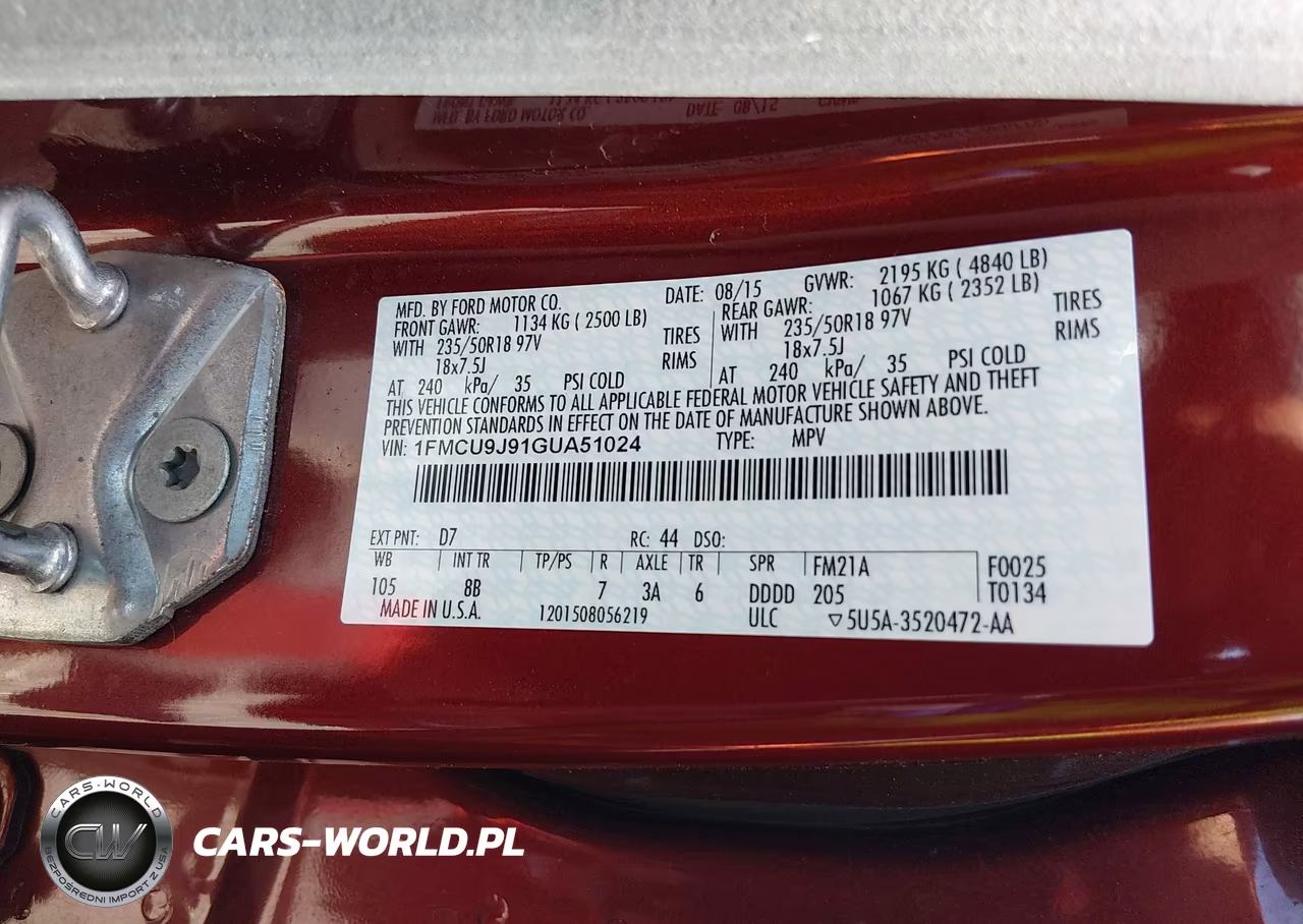2016 Ford Escape Titanium VIN:1FMCU9J91GUA51024 - 9