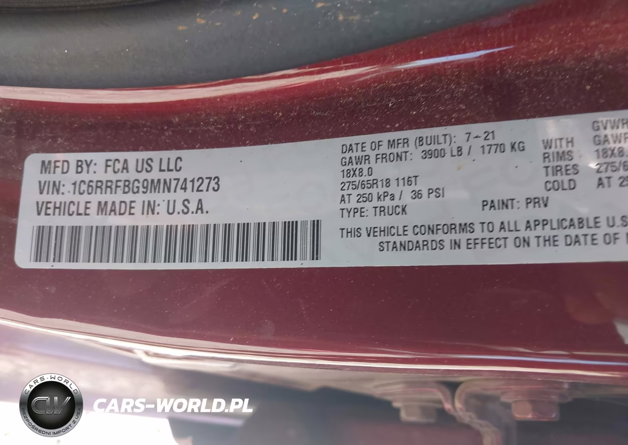 2021 Ram 1500 Big Horn 4X4 6'4 Box VIN:1C6RRFBG9MN741273 - 9
