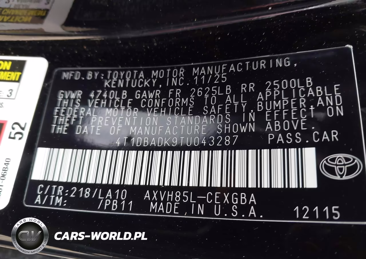 2026 Toyota Camry Xle VIN:4T1DBADK9TU043287 - 9