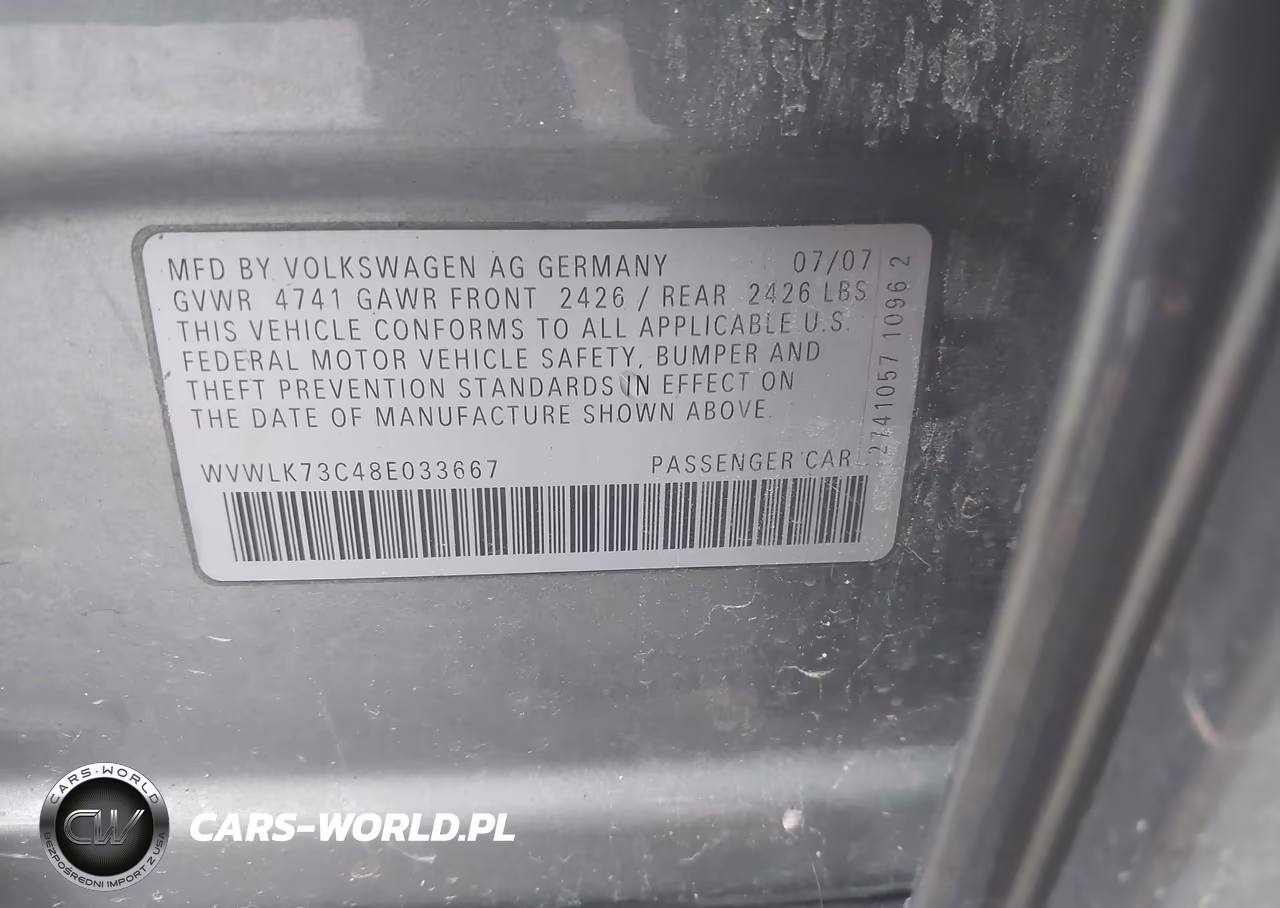 2008 Volkswagen Passat Komfort VIN:WVWLK73C48E033667 - 9