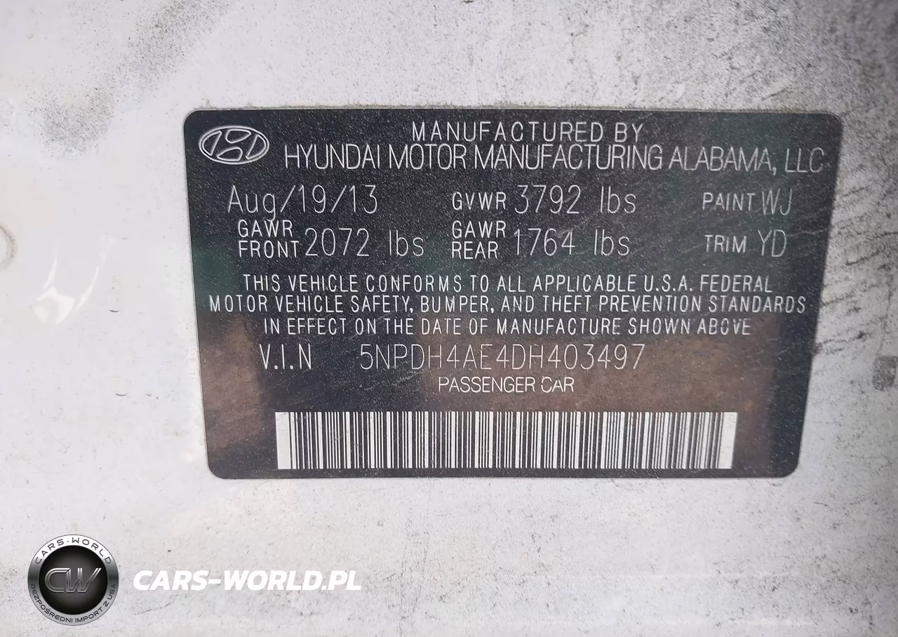 2013 Hyundai Elantra Gls VIN:5NPDH4AE4DH403497 - 9
