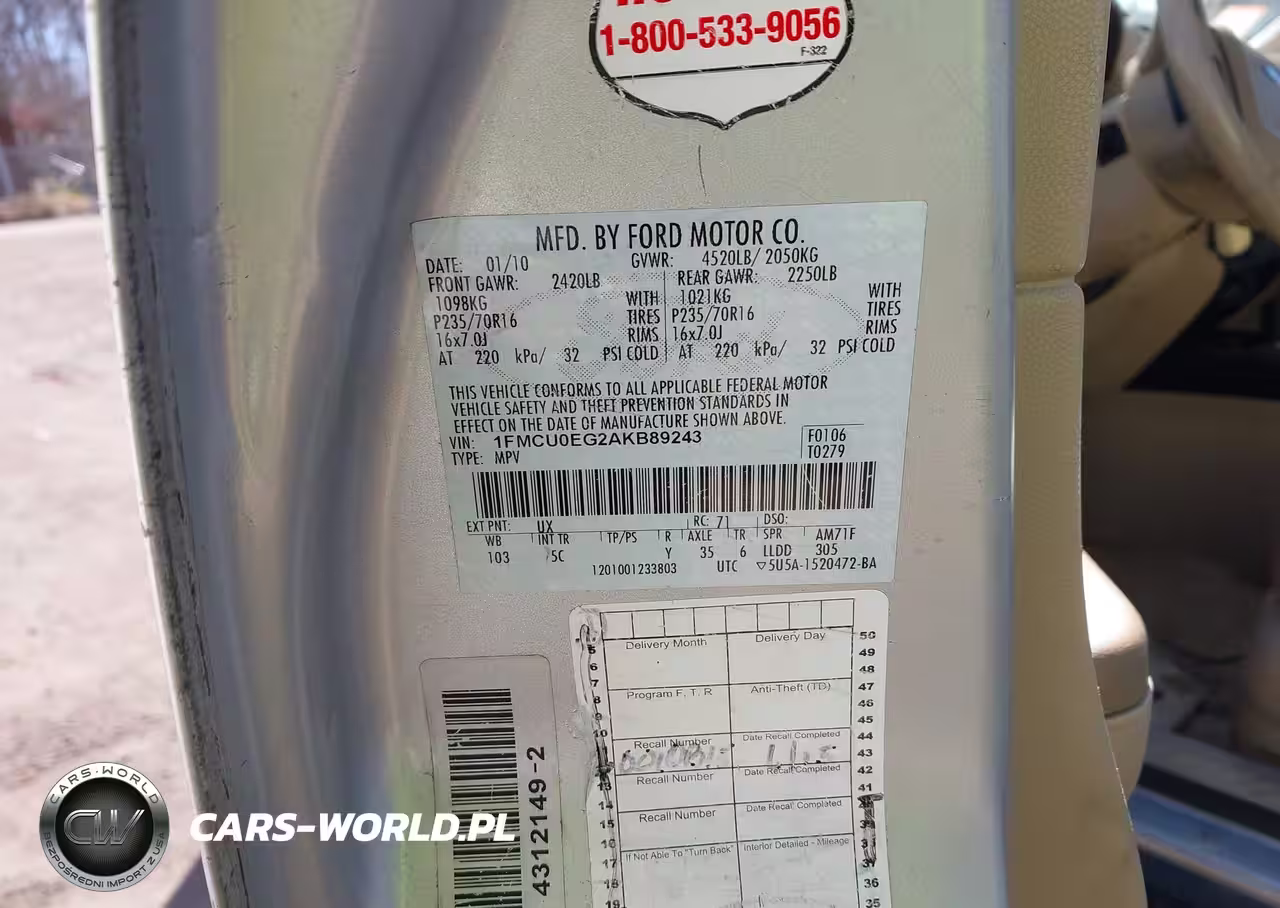 2010 Ford Escape Limited VIN:1FMCU0EG2AKB89243 - 9