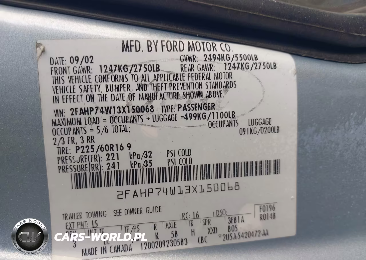 2003 Ford Crown Victoria Lx VIN:2FAHP74W13X150068 - 9