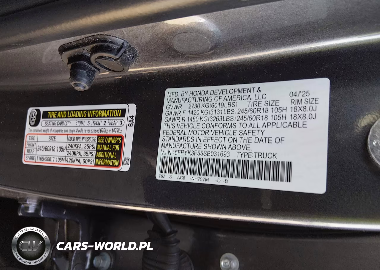 2025 Honda Ridgeline Rtl VIN:5FPYK3F55SB031693 - 9
