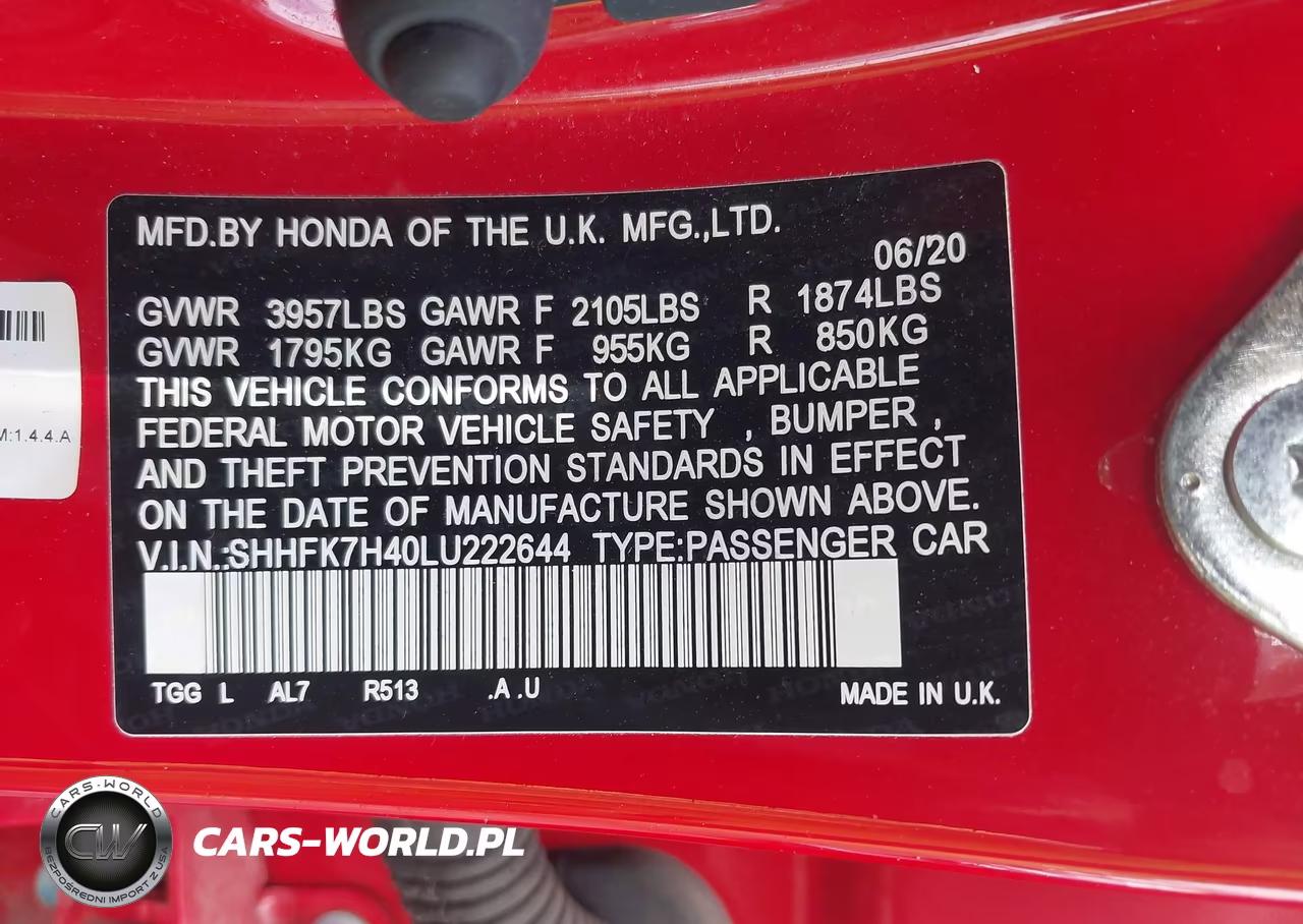 2020 Honda Civic Sport VIN:SHHFK7H40LU222644 - 9