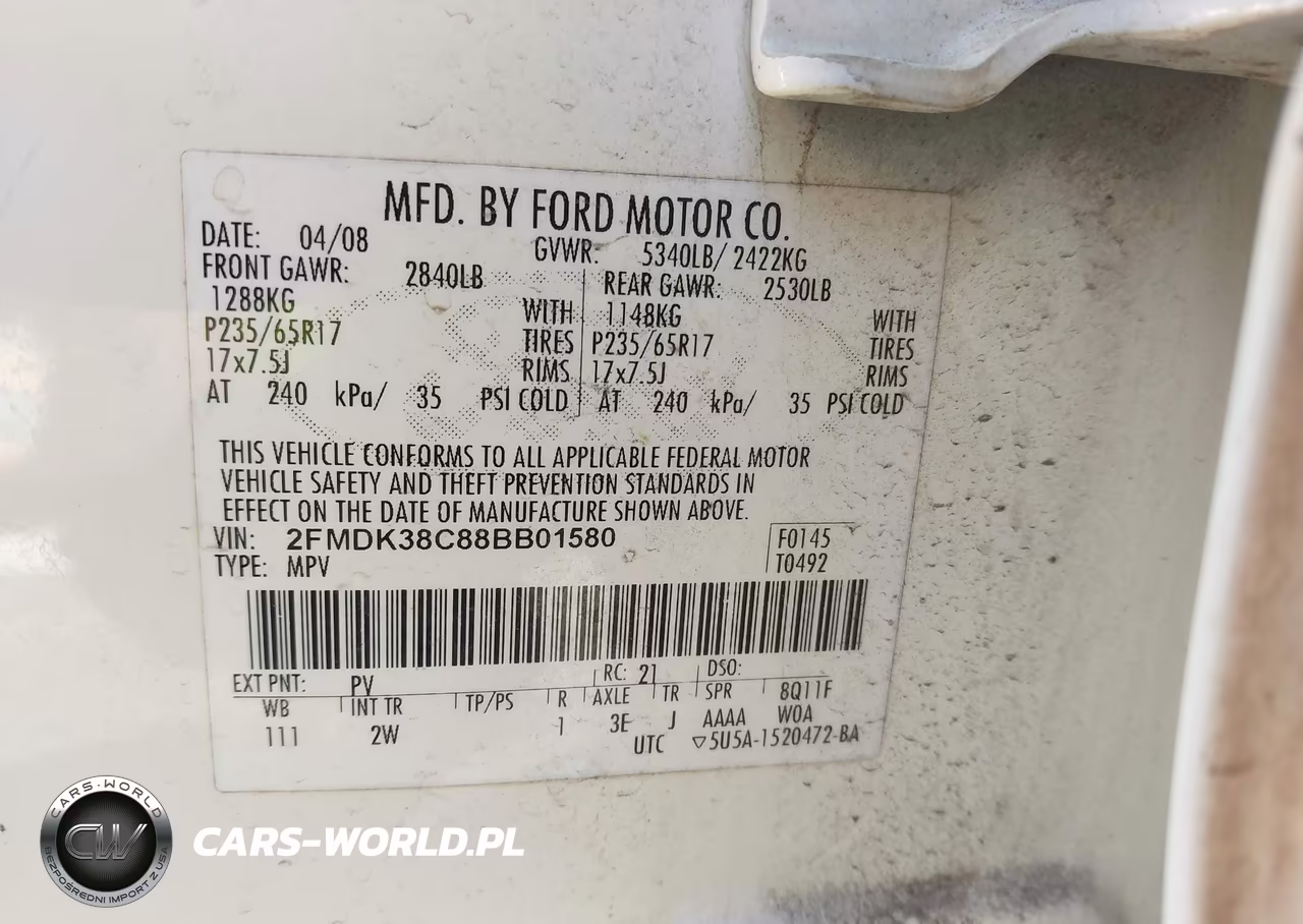 2008 Ford Edge Sel VIN:2FMDK38C88BB01580 - 9