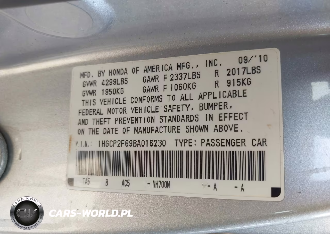 2011 Honda Accord 2.4 Se VIN:1HGCP2F69BA016230 - 9
