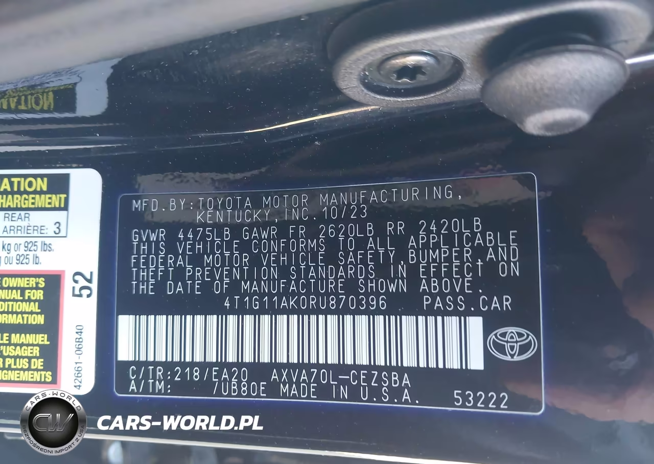 2024 Toyota Camry Se VIN:4T1G11AK0RU870396 - 9