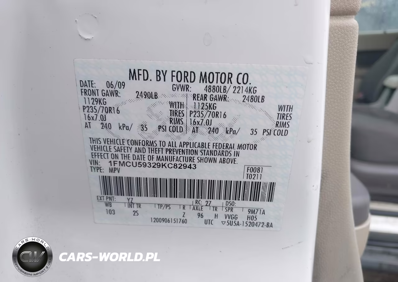 2009 Ford Escape Hybrid Limited VIN:1FMCU59329KC82943 - 9