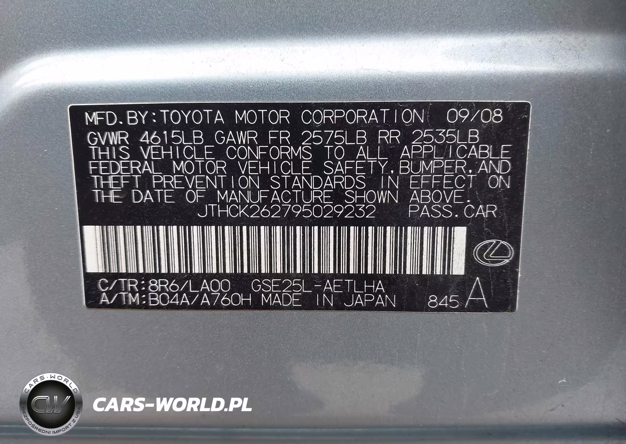 2009 Lexus Is 250 VIN:JTHCK262795029232 - 9