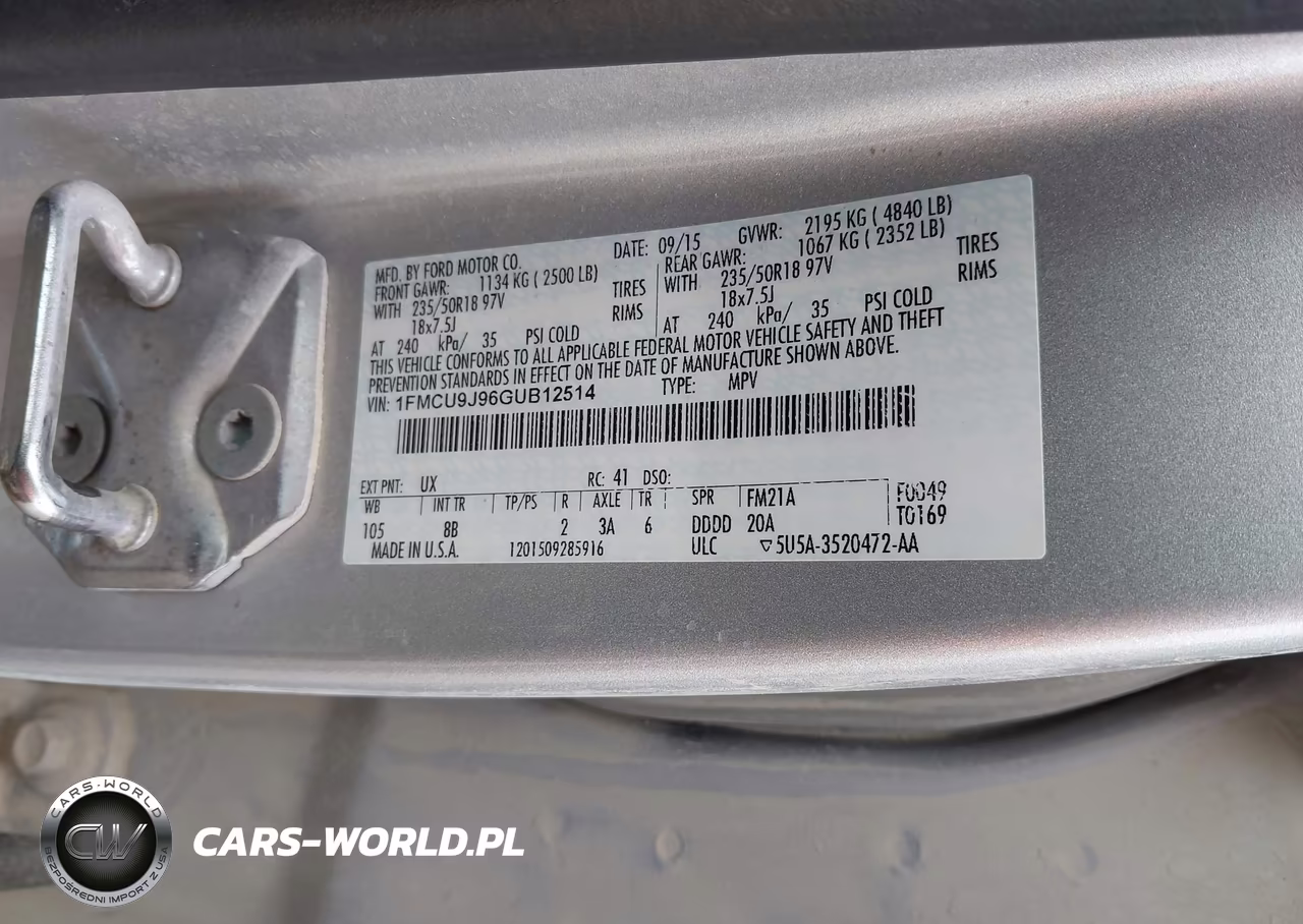 2016 Ford Escape Titanium VIN:1FMCU9J96GUB12514 - 9