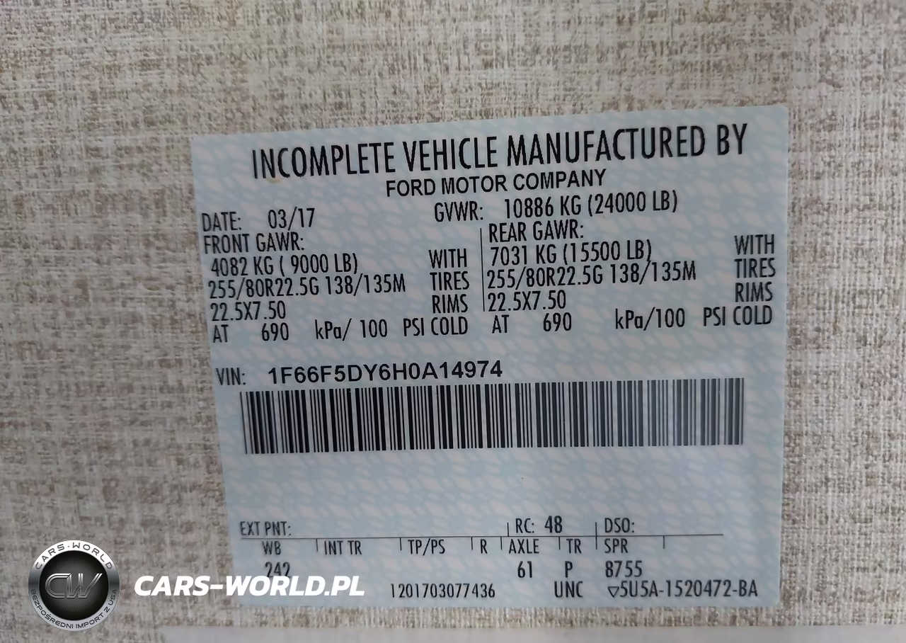 2017 Ford F53 VIN:1F66F5DY6H0A14974 - 9