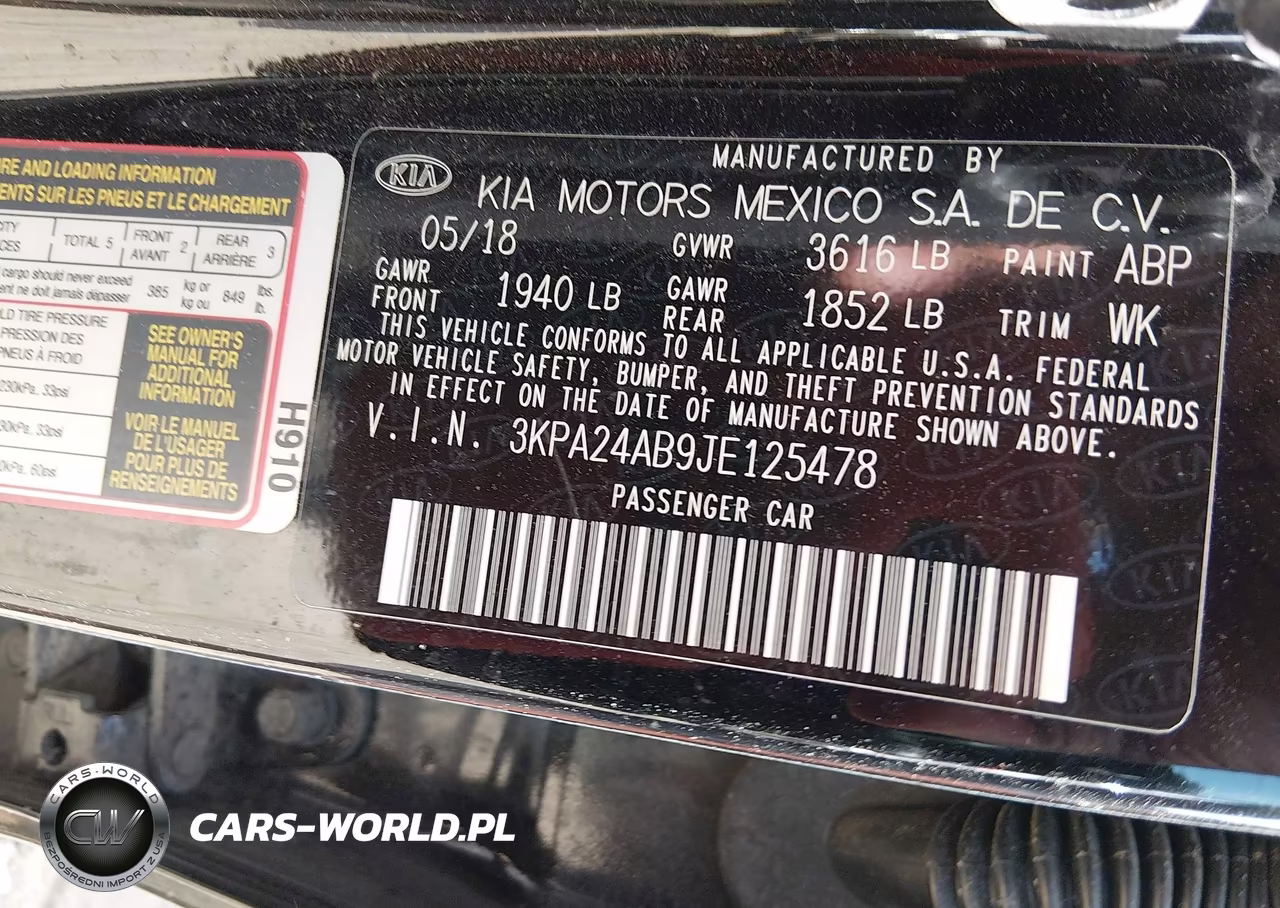 2018 Kia Rio S VIN:3KPA24AB9JE125478 - 9