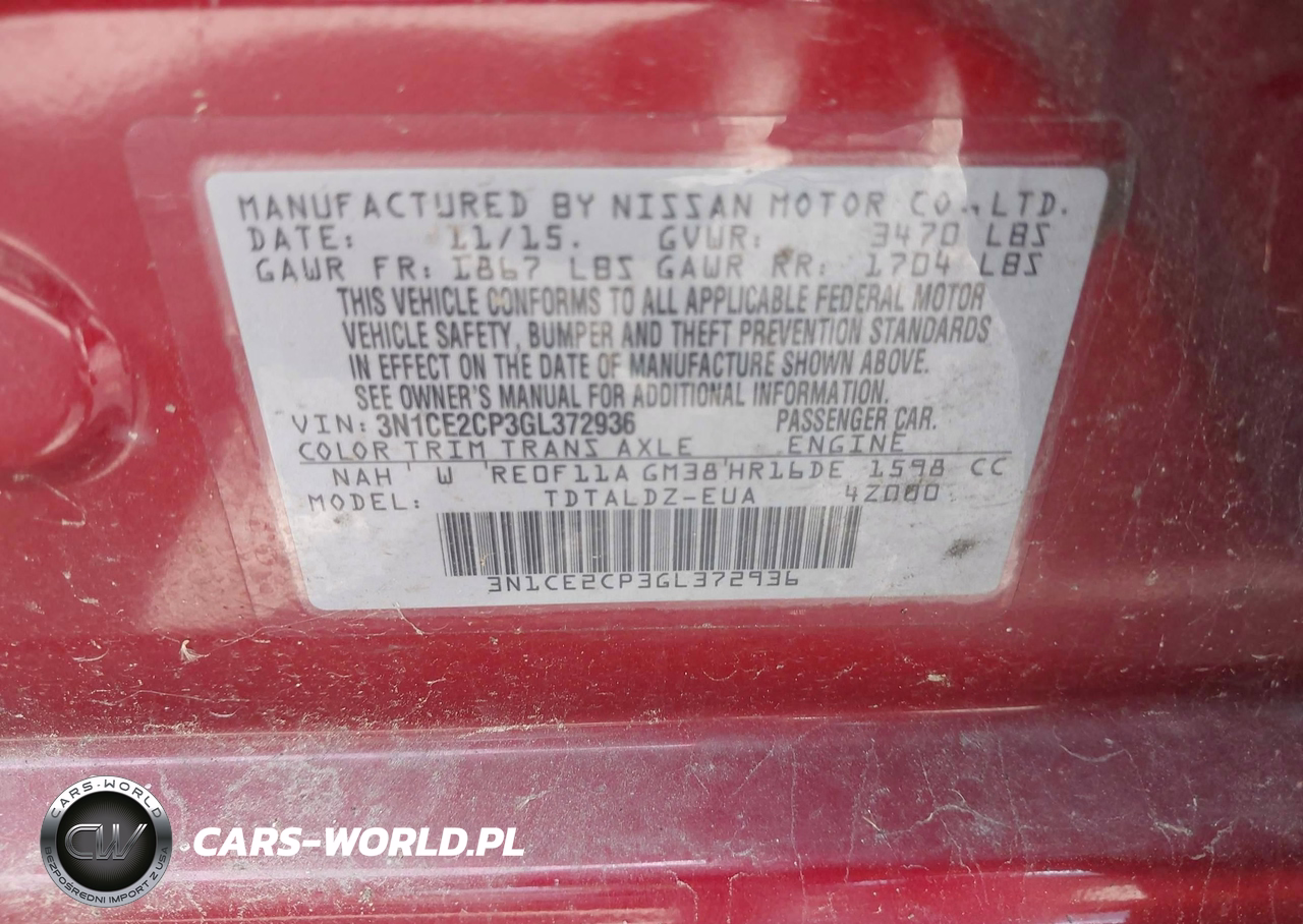 2016 Nissan Versa Note S (Sr)-S Plus-Sl-Sr-Sv VIN:3N1CE2CP3GL372936 - 9