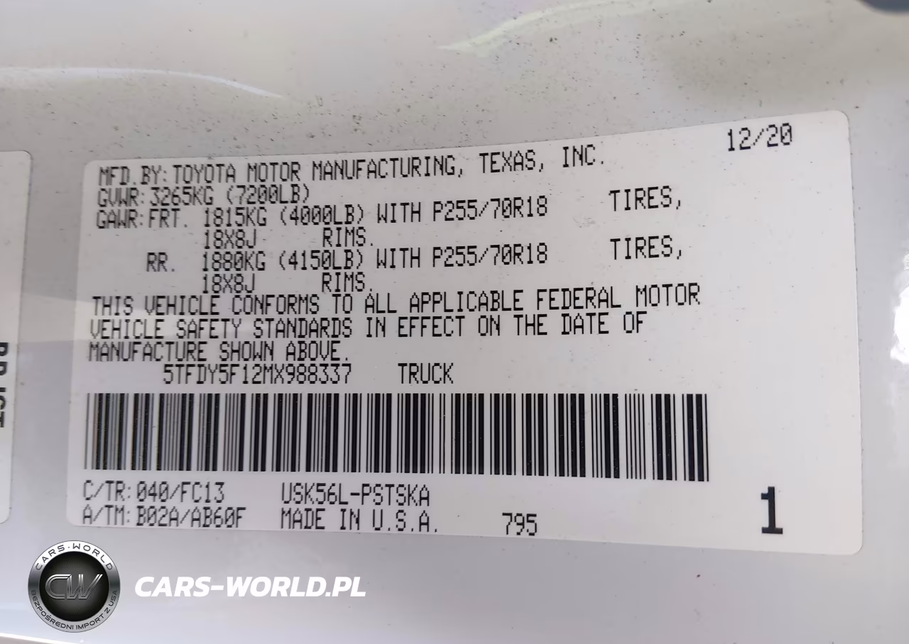2021 Toyota Tundra Sr5 VIN:5TFDY5F12MX988337 - 9