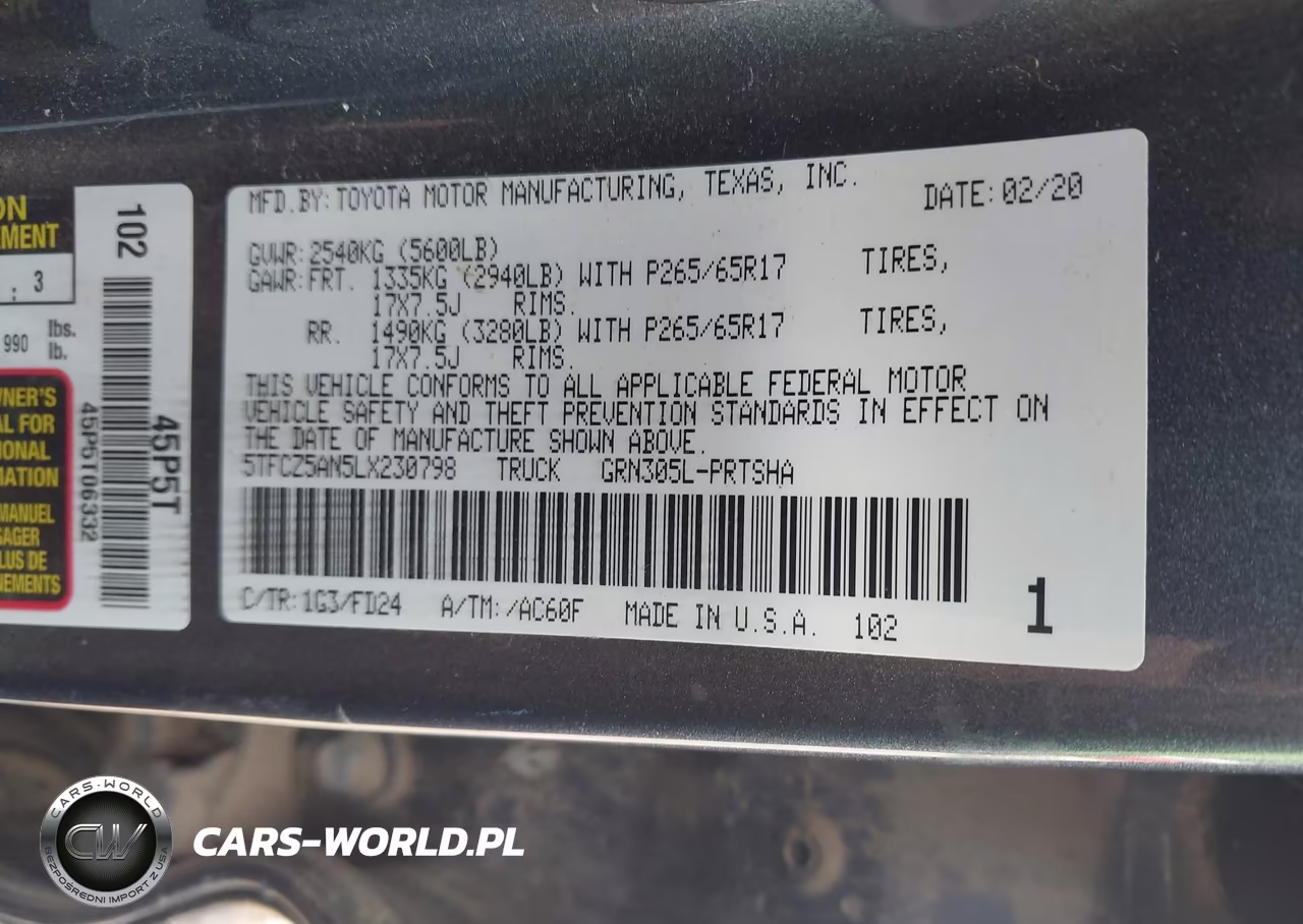 2020 Toyota Tacoma Trd Sport VIN:5TFCZ5AN5LX230798 - 9