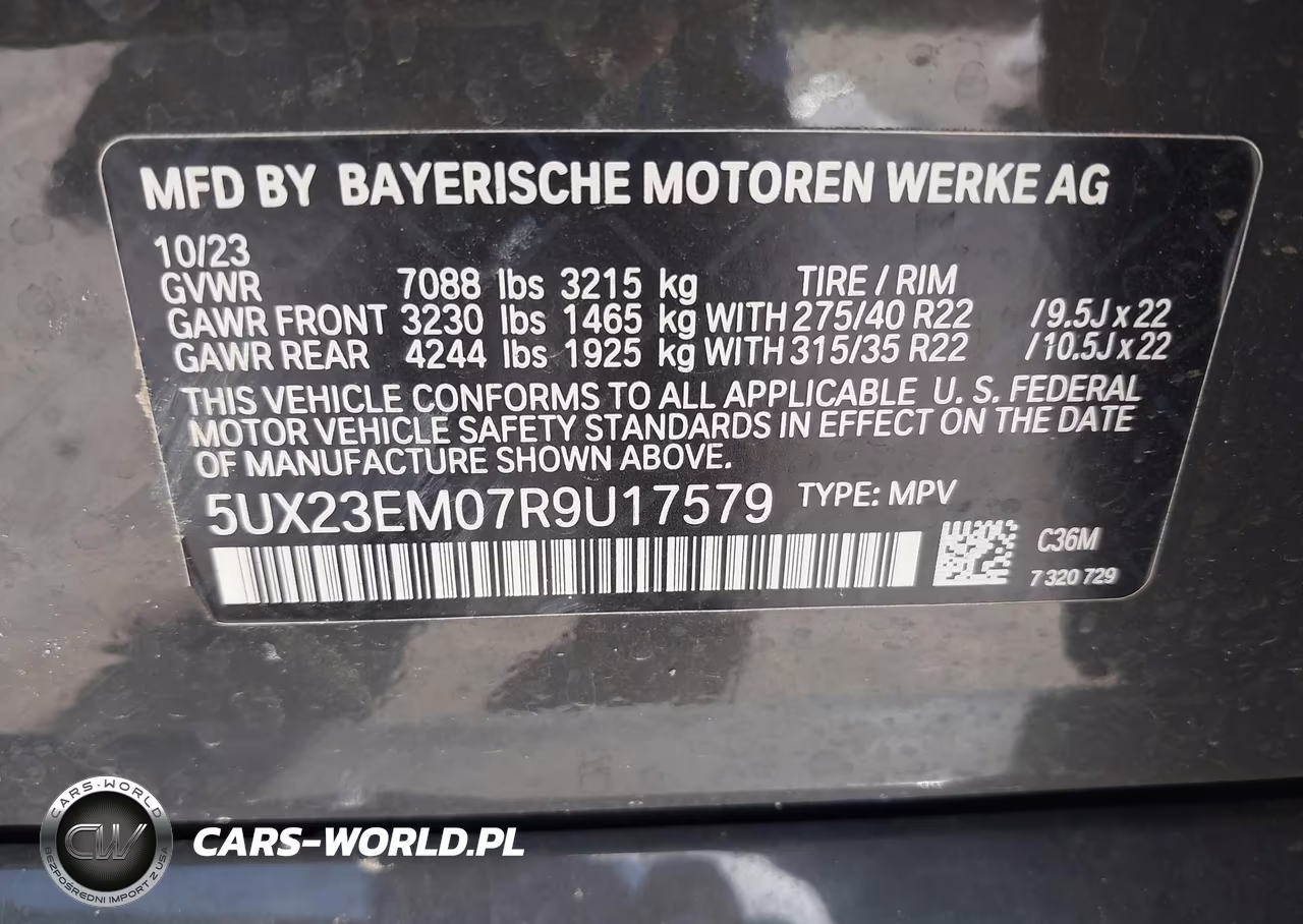 2024 BMW X7 xDrive40I VIN:5UX23EM07R9U17579 - 9