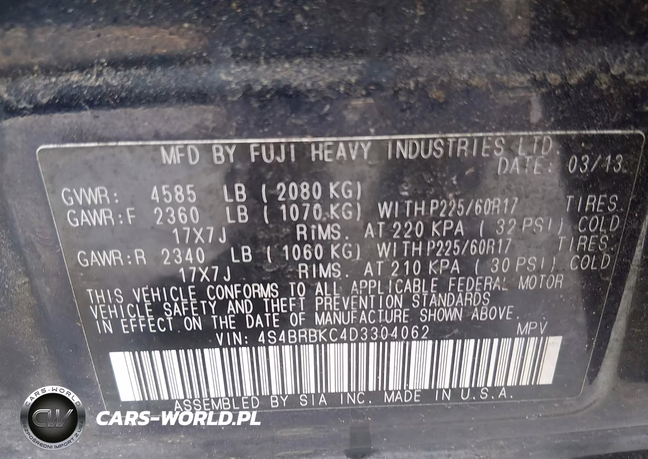 2013 Subaru Outback 2.5I Limited VIN:4S4BRBKC4D3304062 - 9