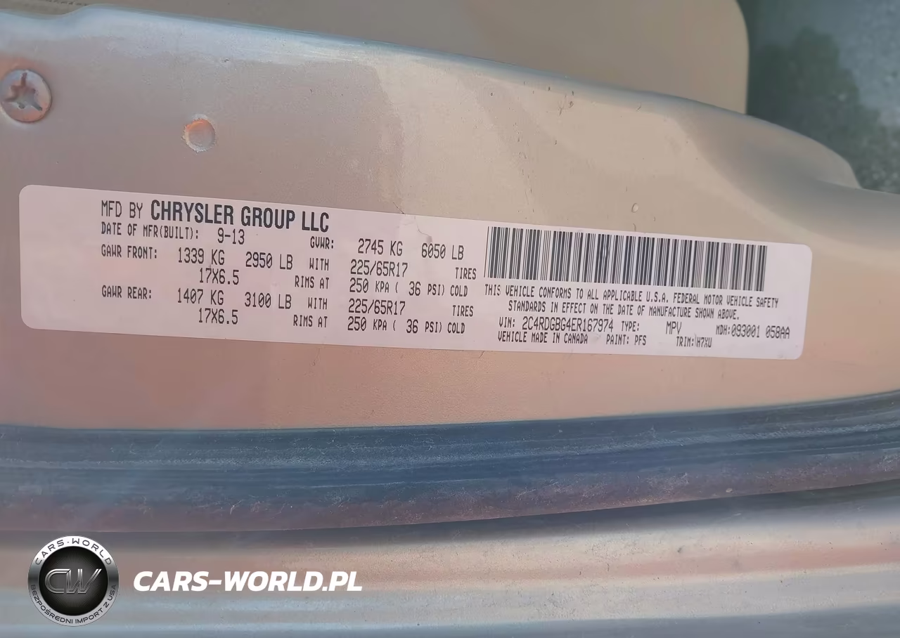 DODGE GRAND CARA VIN:2C4RDGBG4ER167974 - 9