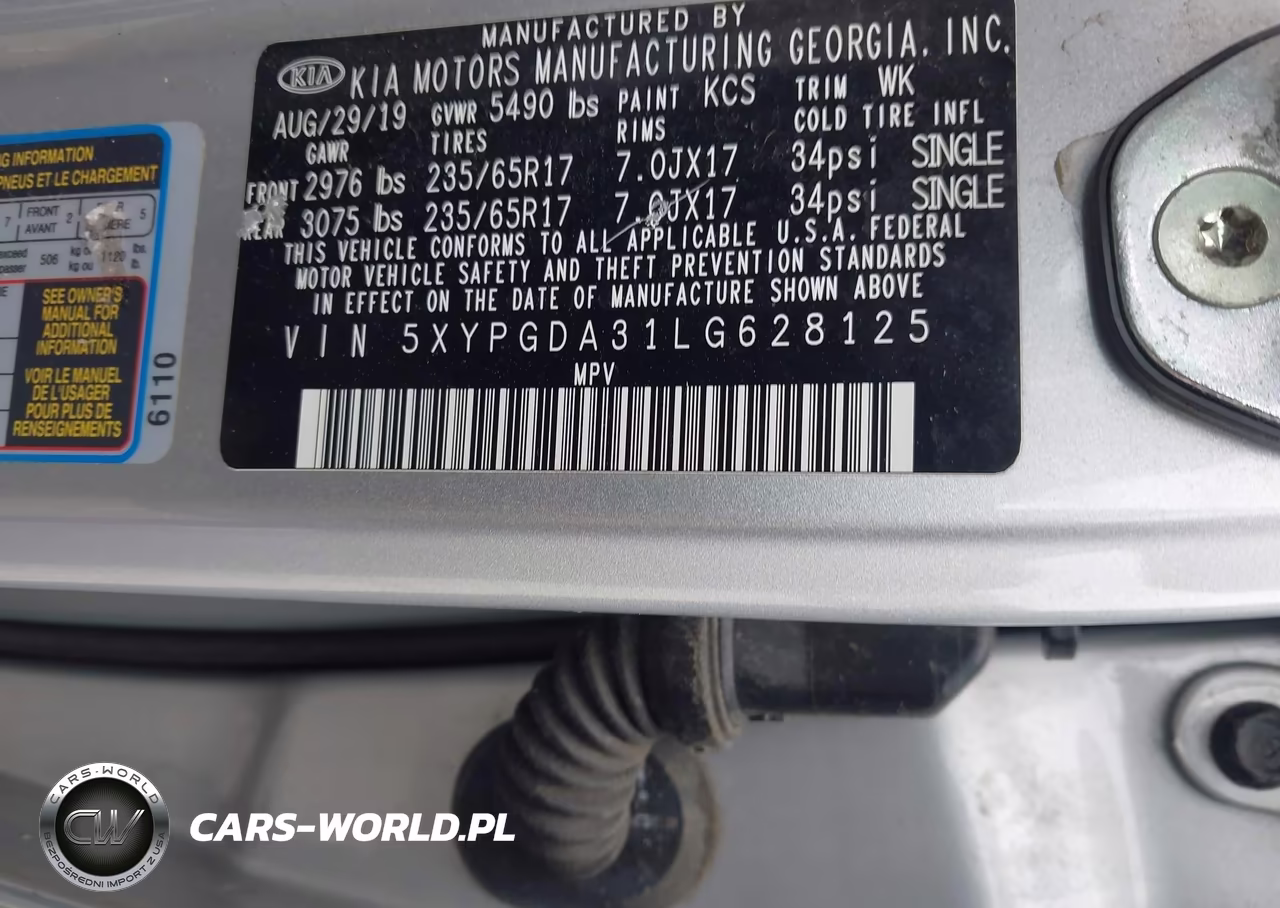 2020 Kia Sorento 2.4L Lx VIN:5XYPGDA31LG628125 - 9