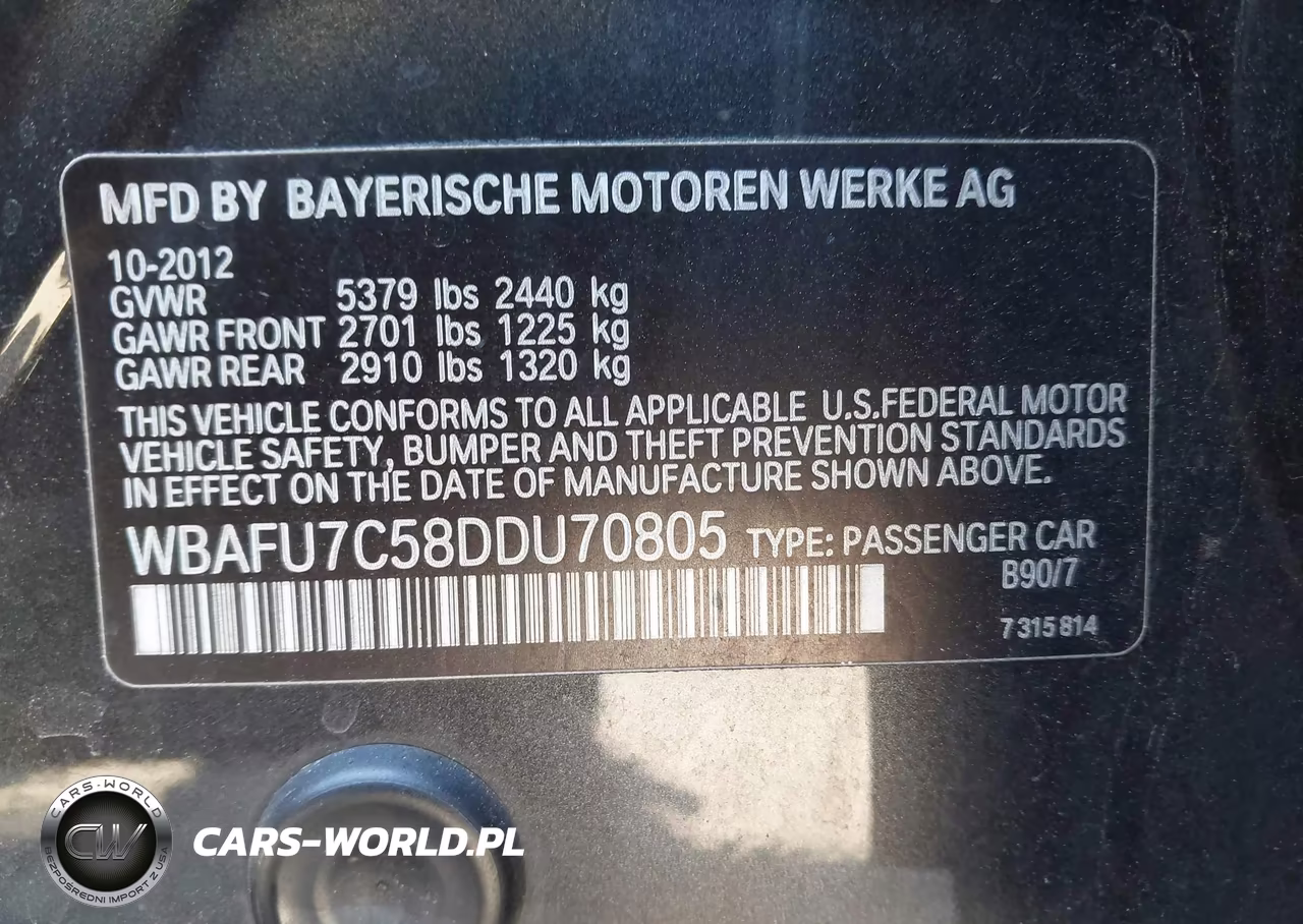2013 BMW 535I xDrive VIN:WBAFU7C58DDU70805 - 9