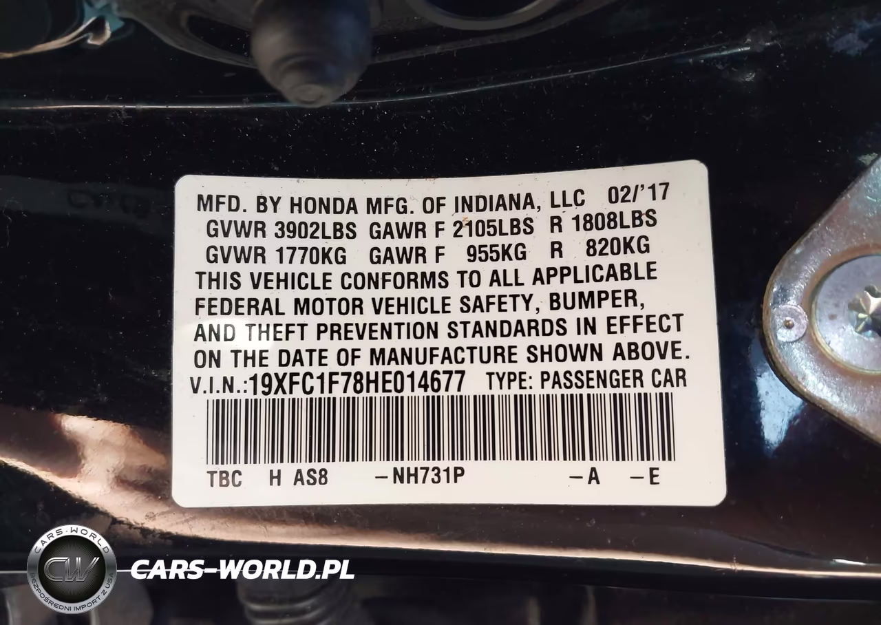2017 Honda Civic Ex-L VIN:19XFC1F78HE014677 - 9