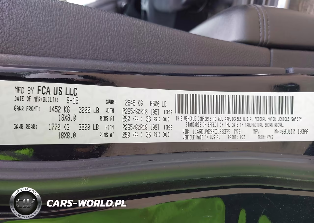 2015 Dodge Durango Sxt VIN:1C4RDJAG9FC133375 - 9