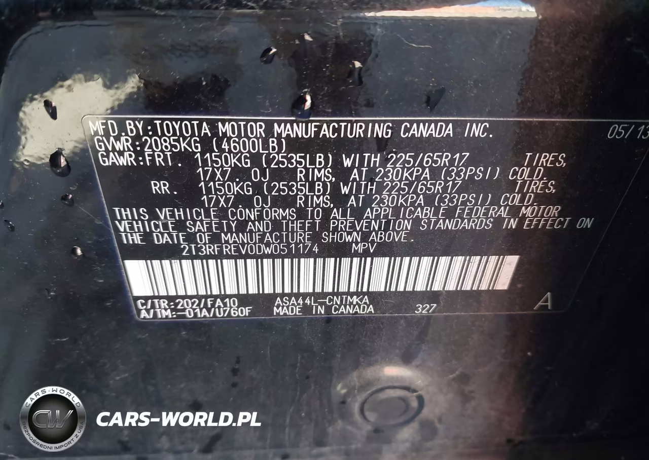 2013 Toyota Rav4 Xle VIN:2T3RFREV0DW051174 - 9