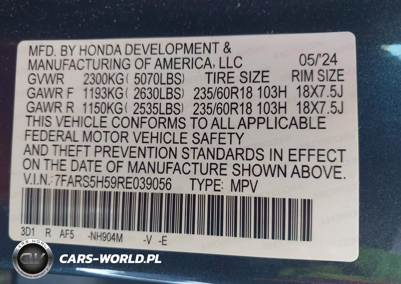 2024 Honda Cr-V Hybrid Sport VIN:7FARS5H59RE039056 - 9