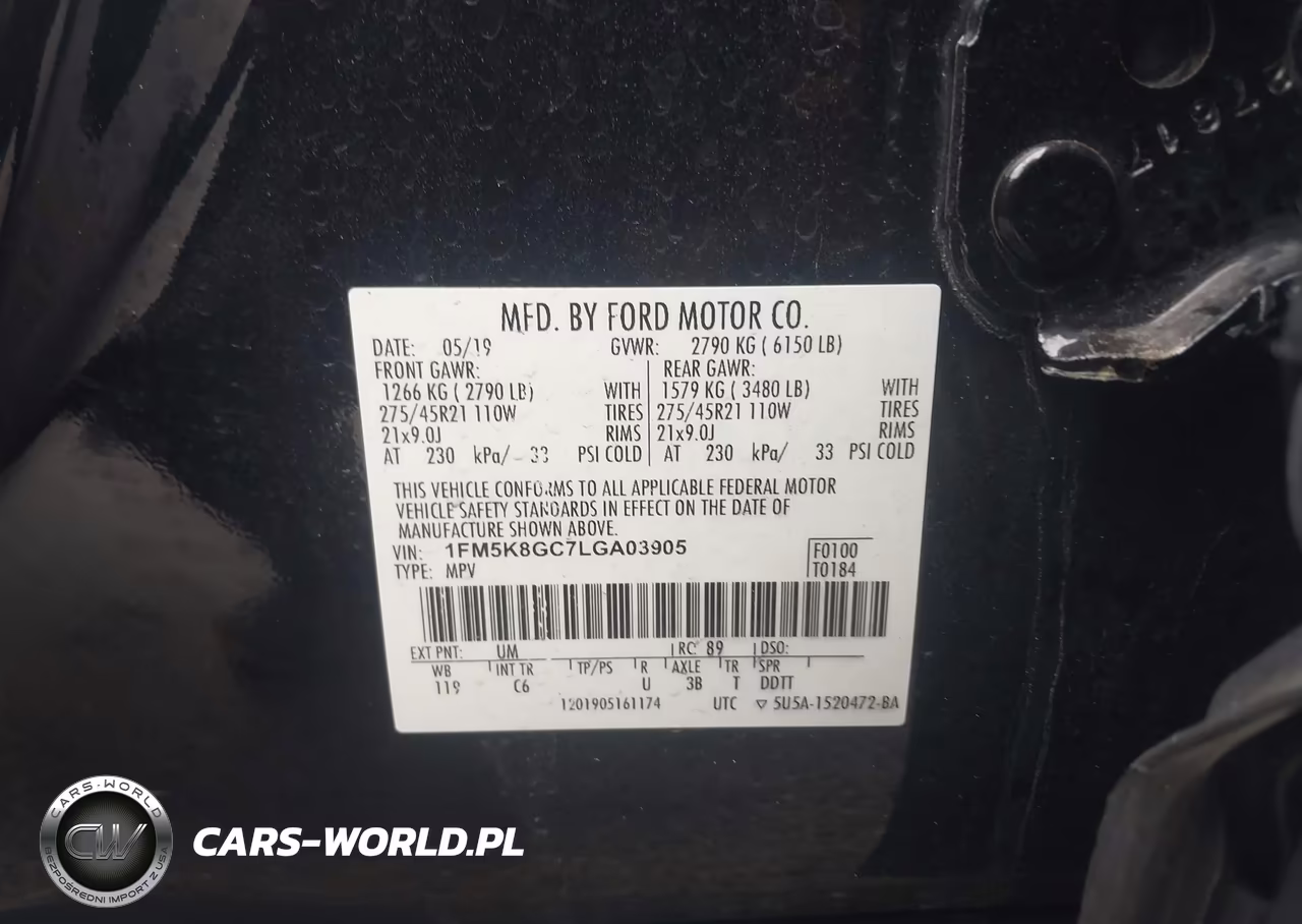 2020 Ford Explorer St VIN:1FM5K8GC7LGA03905 - 9