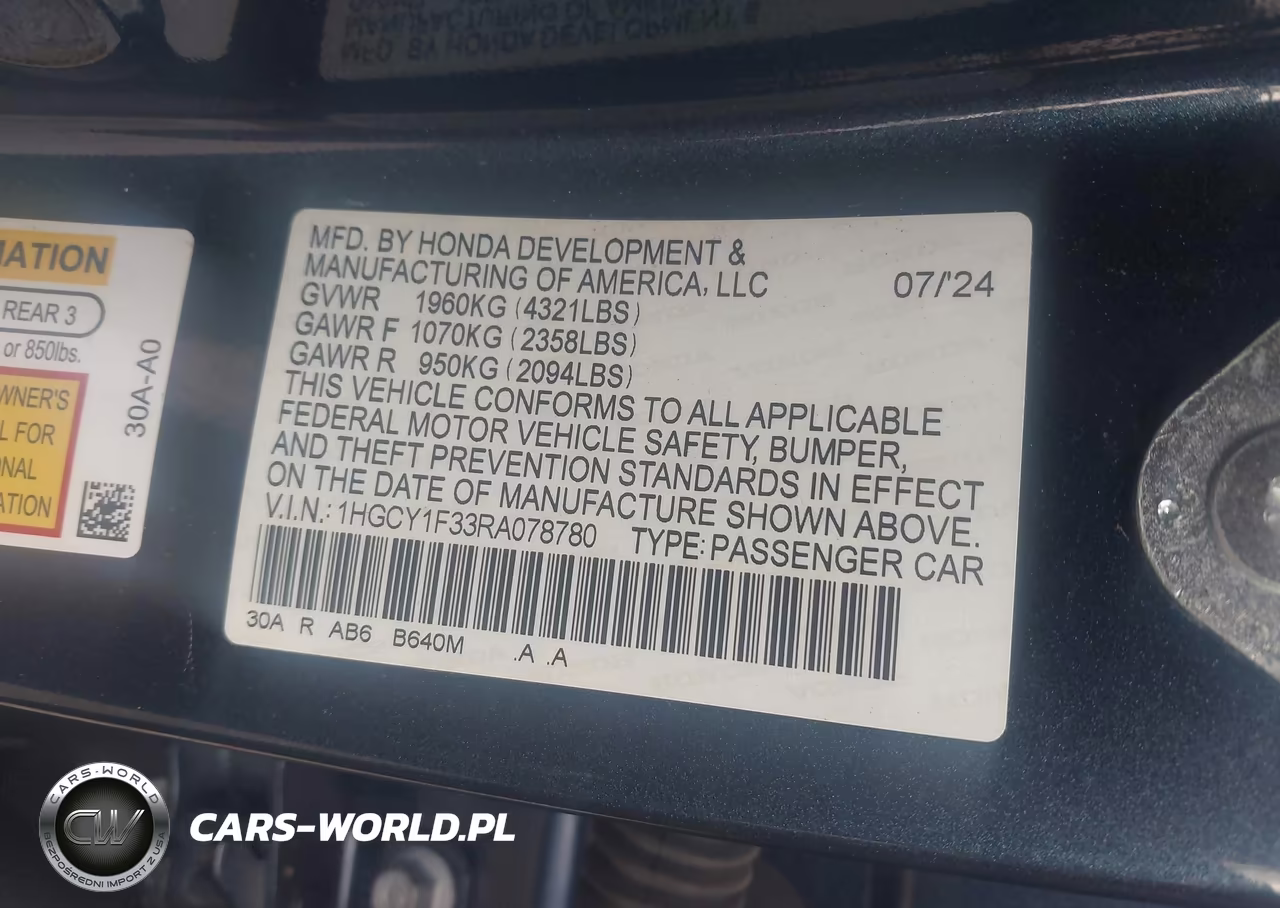2024 Honda Accord Ex VIN:1HGCY1F33RA078780 - 9