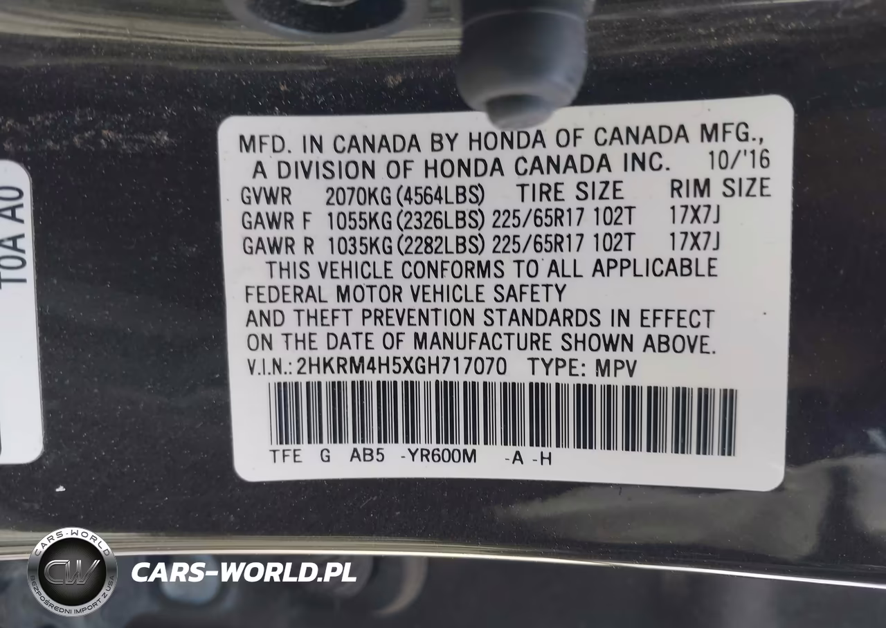 2016 Honda Cr-V Ex VIN:2HKRM4H5XGH717070 - 9