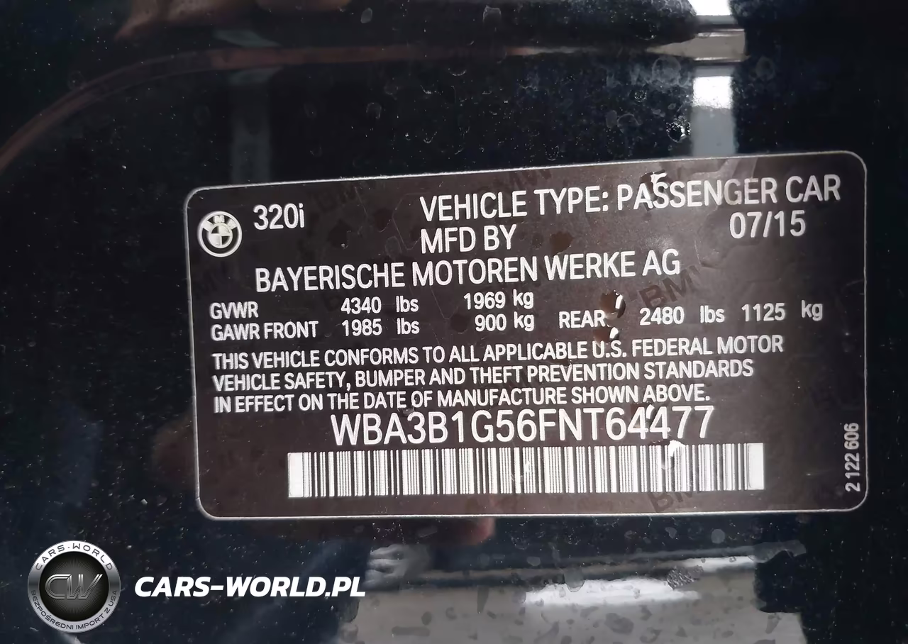 2015 BMW 320I VIN:WBA3B1G56FNT64477 - 9