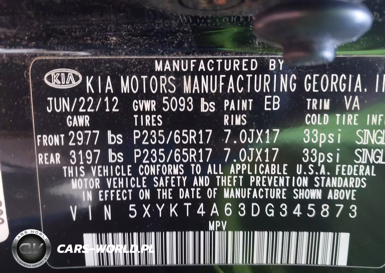 2013 Kia Sorento Lx VIN:5XYKT4A63DG345873 - 9