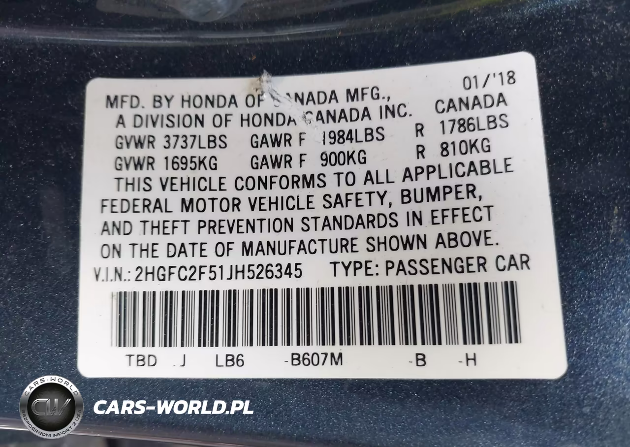 2018 Honda Civic Lx VIN:2HGFC2F51JH526345 - 9