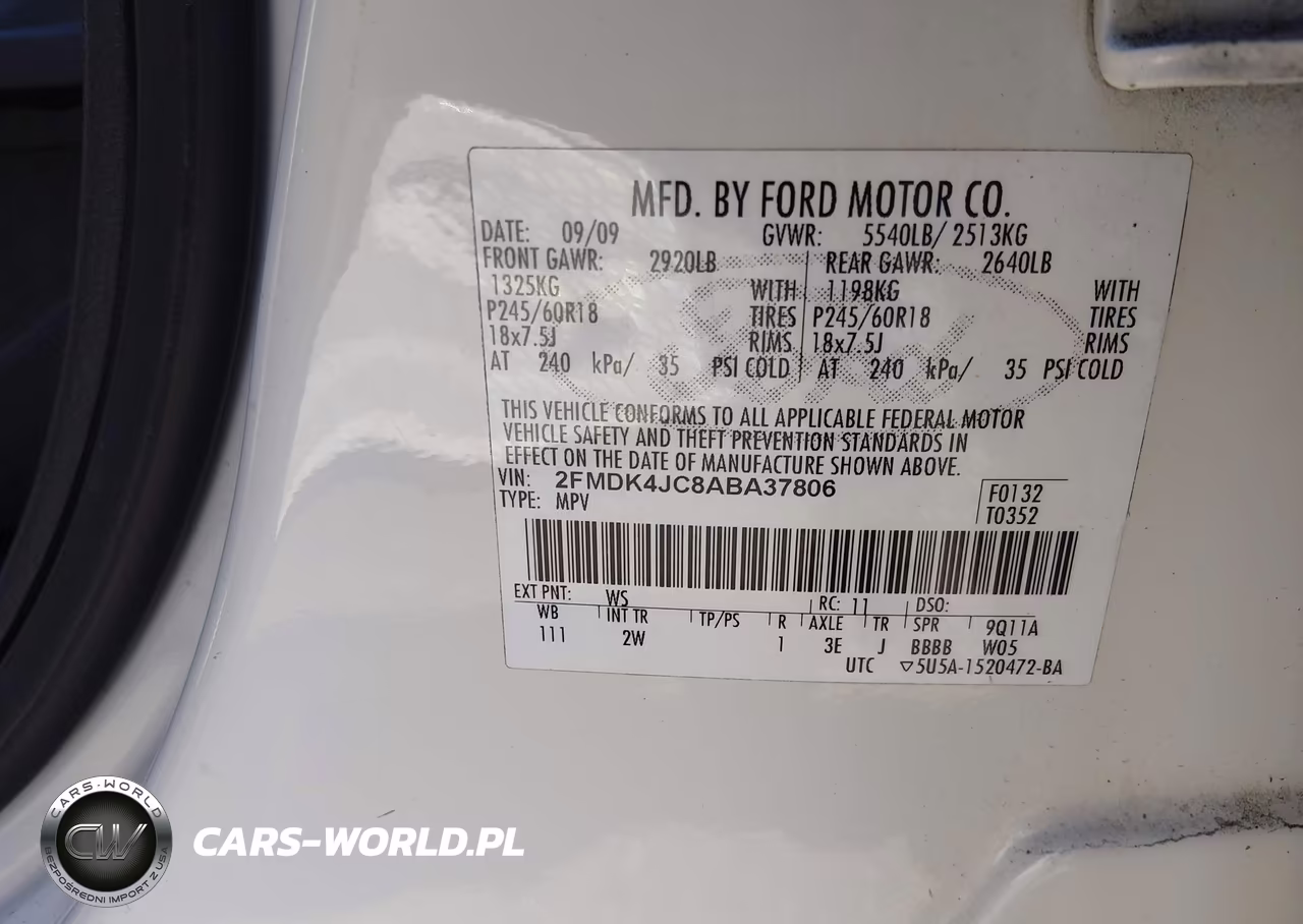 2010 Ford Edge Sel VIN:2FMDK4JC8ABA37806 - 9