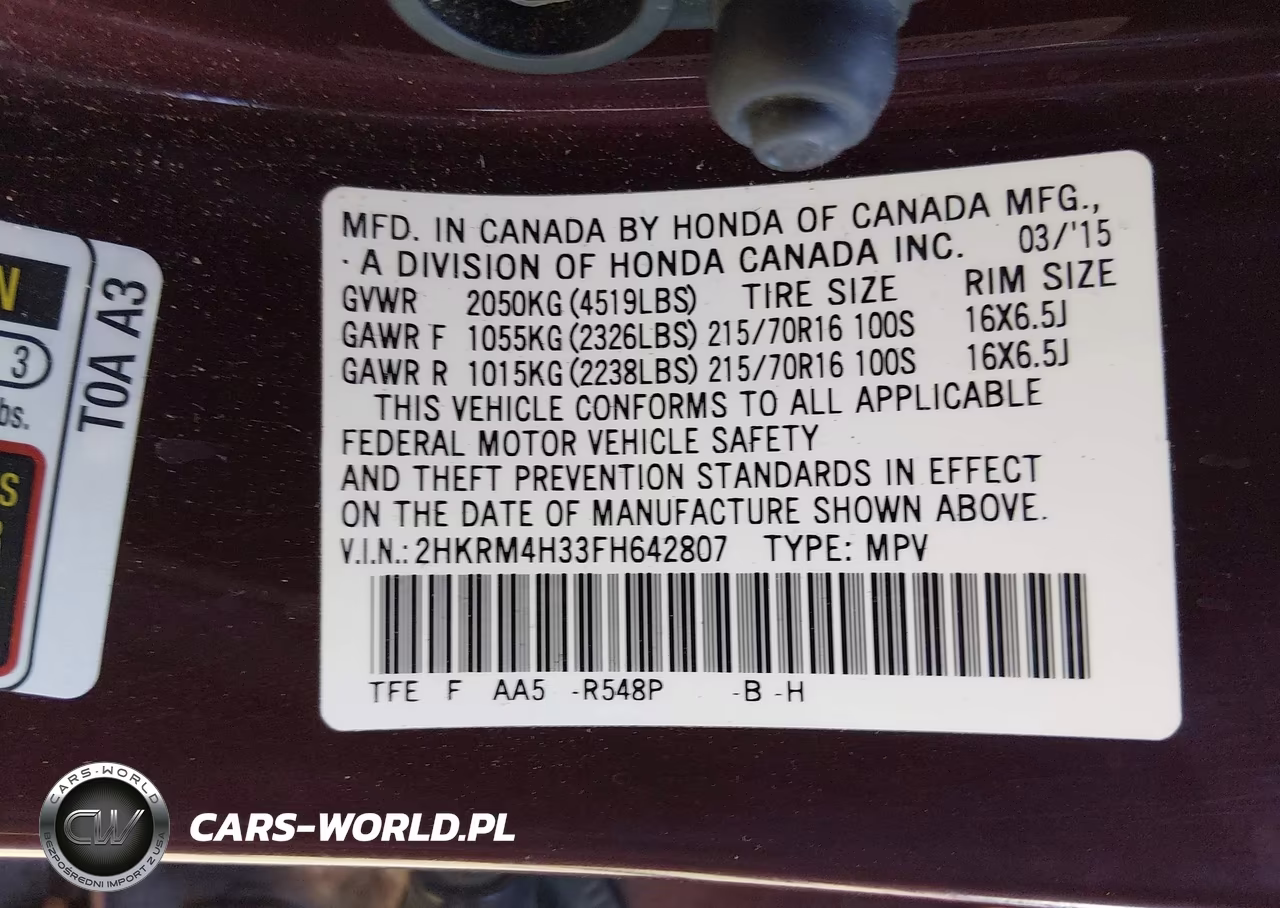 2015 Honda Cr-V Lx VIN:2HKRM4H33FH642807 - 9