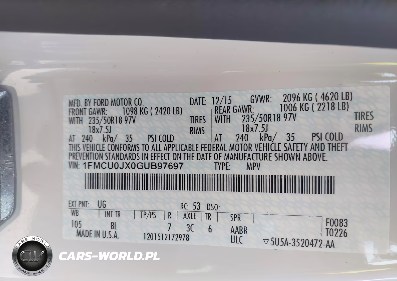2016 Ford Escape Titanium VIN:1FMCU0JX0GUB97697 - 9