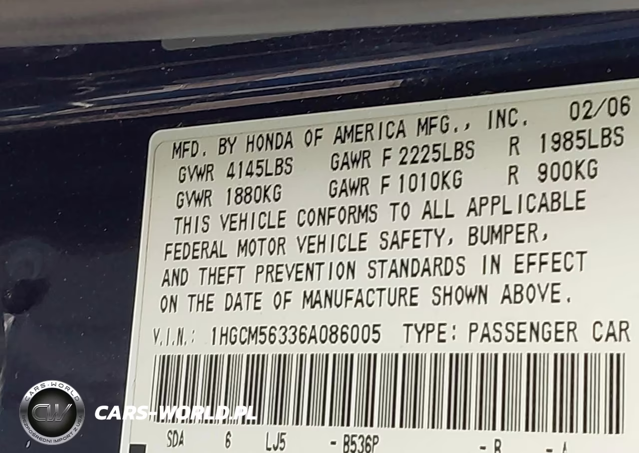 2006 Honda Accord 2.4 Se VIN:1HGCM56336A086005 - 9