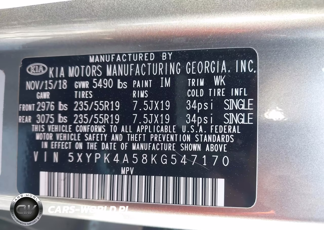 2019 Kia Sorento 3.3L Sxl VIN:5XYPK4A58KG547170 - 9