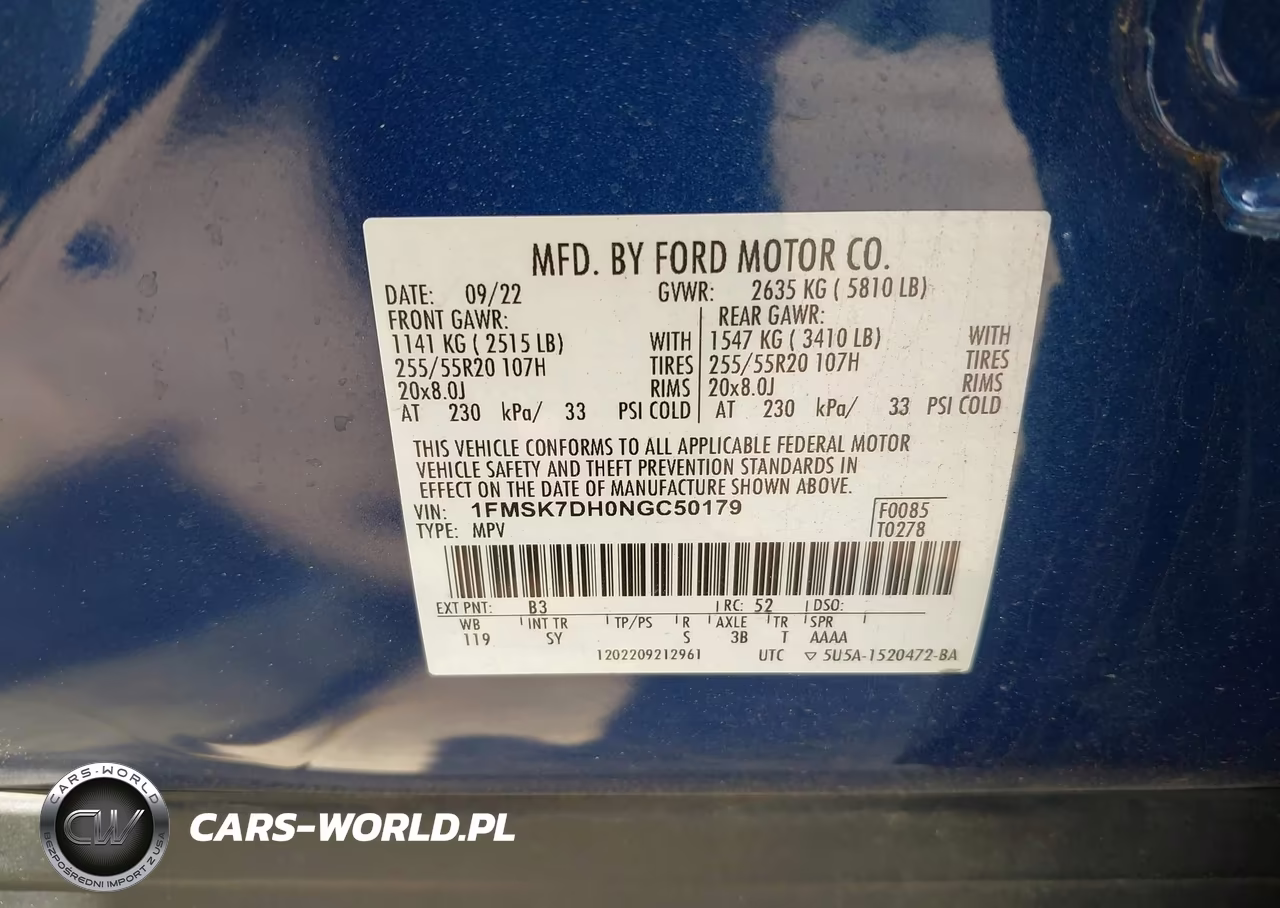 2022 Ford Explorer Xlt VIN:1FMSK7DH0NGC50179 - 9