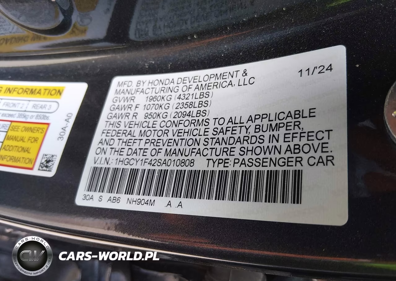 2025 Honda Accord Se VIN:1HGCY1F42SA010808 - 9
